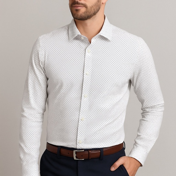 APT.9 Premier Flex Slim Fit Dress Shirt | Micro Dot Print | Men’s 15.5 34/35 - Picture 1 of 2